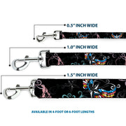 Dog Leash - Die Hard Skulls & Stars2 Black/Multi Color