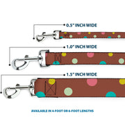 Dog Leash - Dots Brown/Multi Pastel