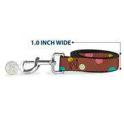 Dog Leash - Dots Brown/Multi Pastel
