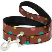 Dog Leash - Dots Brown/Multi Pastel