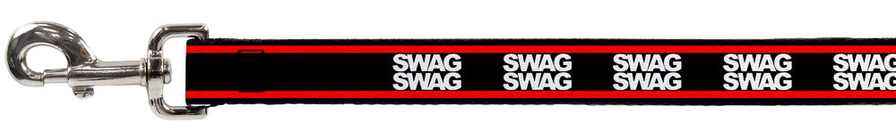 Dog Leash - Double SWAG Black/White/Red Stripe