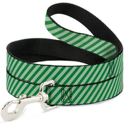 Dog Leash - Diagonal Stripes Pastel Greens