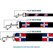Dog Leash - Dominican Republic Flags/Black Blocks