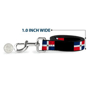 Dog Leash - Dominican Republic Flags/Black Blocks