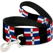Dog Leash - Dominican Republic Flags/Black Blocks