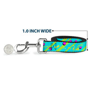 Dog Leash - Eighties Party Blue/Yellow/Pink