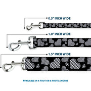 Dog Leash - Eighties Hearts Black/White