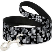 Dog Leash - Eighties Hearts Black/White