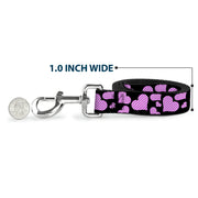 Dog Leash - Eighties Hearts Black/Fuchsia/White
