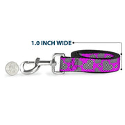 Dog Leash - Eighties Hearts Fuchsia/Black/White