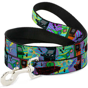Dog Leash - Eighties Arcade Multi Neon Stripes