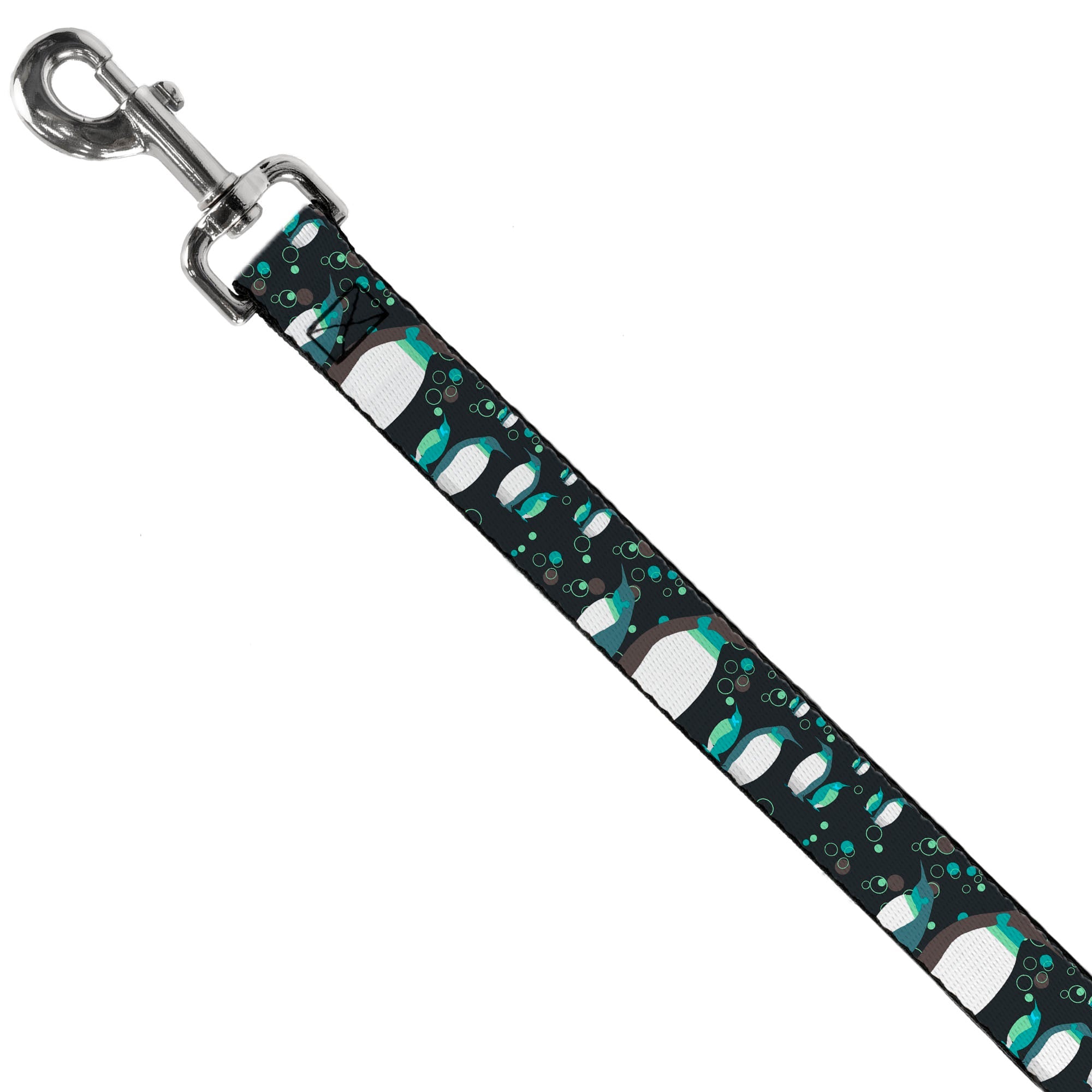 Dog Leash - Emperor Penguins w/Bubbles Black/Gray/Turqs