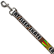 Dog Leash - EAT SLEEP SKATE Brown/Rasta Burst