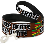 Dog Leash - EAT SLEEP SKATE Brown/Rasta Burst