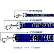 Dog Leash - EAT SLEEP SKATE Buffalo Plaid Blue