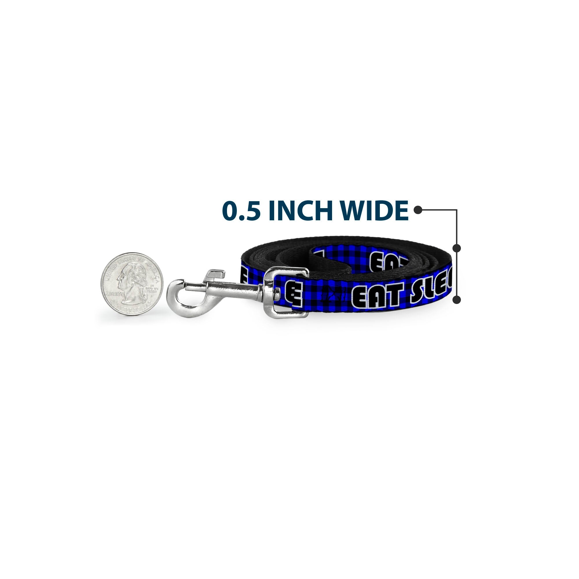 Dog Leash - EAT SLEEP SKATE Buffalo Plaid Blue