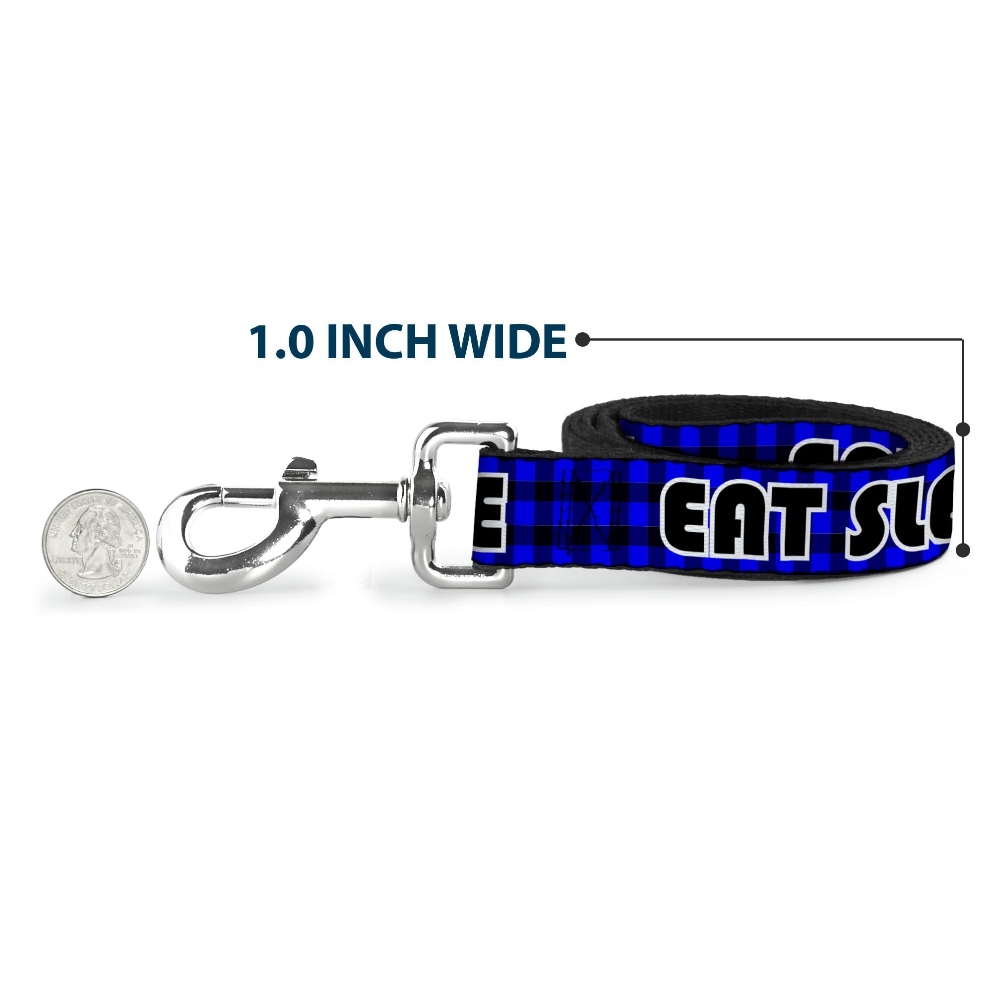 Dog Leash - EAT SLEEP SKATE Buffalo Plaid Blue