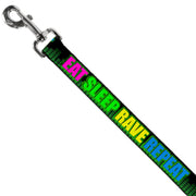 Buckle-Down Dog Leash - EAT SLEEP RAVE REPEAT Black/Multi Neon
