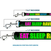 Buckle-Down Dog Leash - EAT SLEEP RAVE REPEAT Black/Multi Neon