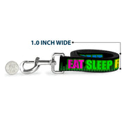Buckle-Down Dog Leash - EAT SLEEP RAVE REPEAT Black/Multi Neon