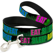 Buckle-Down Dog Leash - EAT SLEEP RAVE REPEAT Black/Multi Neon