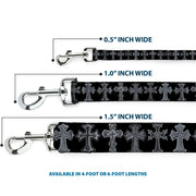Dog Leash - Elegant Crosses Black/Grays
