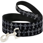 Dog Leash - Elegant Crosses Black/Grays