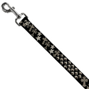Dog Leash - Elegant Crosses/Stars/Studs Black/Grays