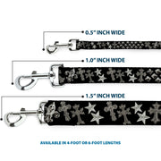 Dog Leash - Elegant Crosses/Stars/Studs Black/Grays