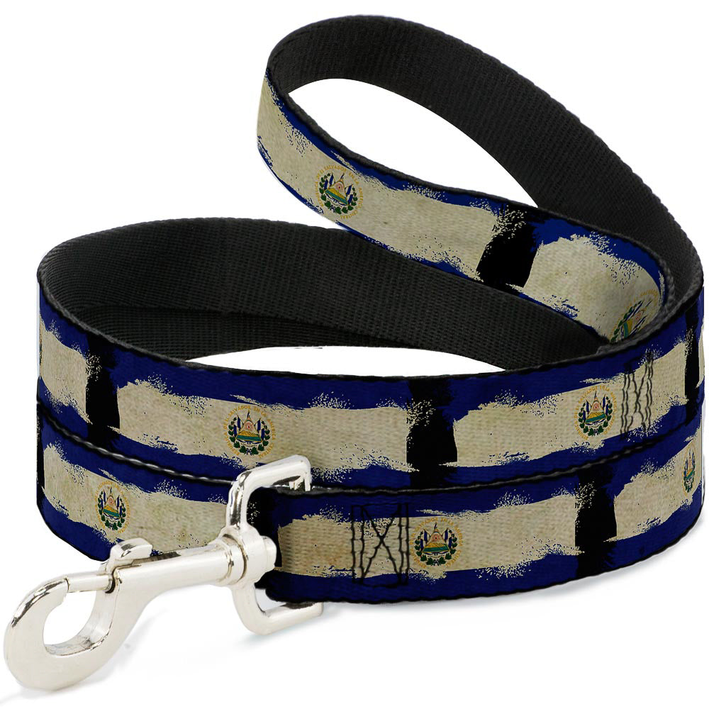 Dog Leash - El Salvador Flag Distressed Painting