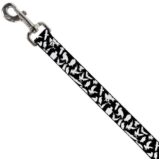 Dog Leash - Eagle Silhouettes Scattered Black/White
