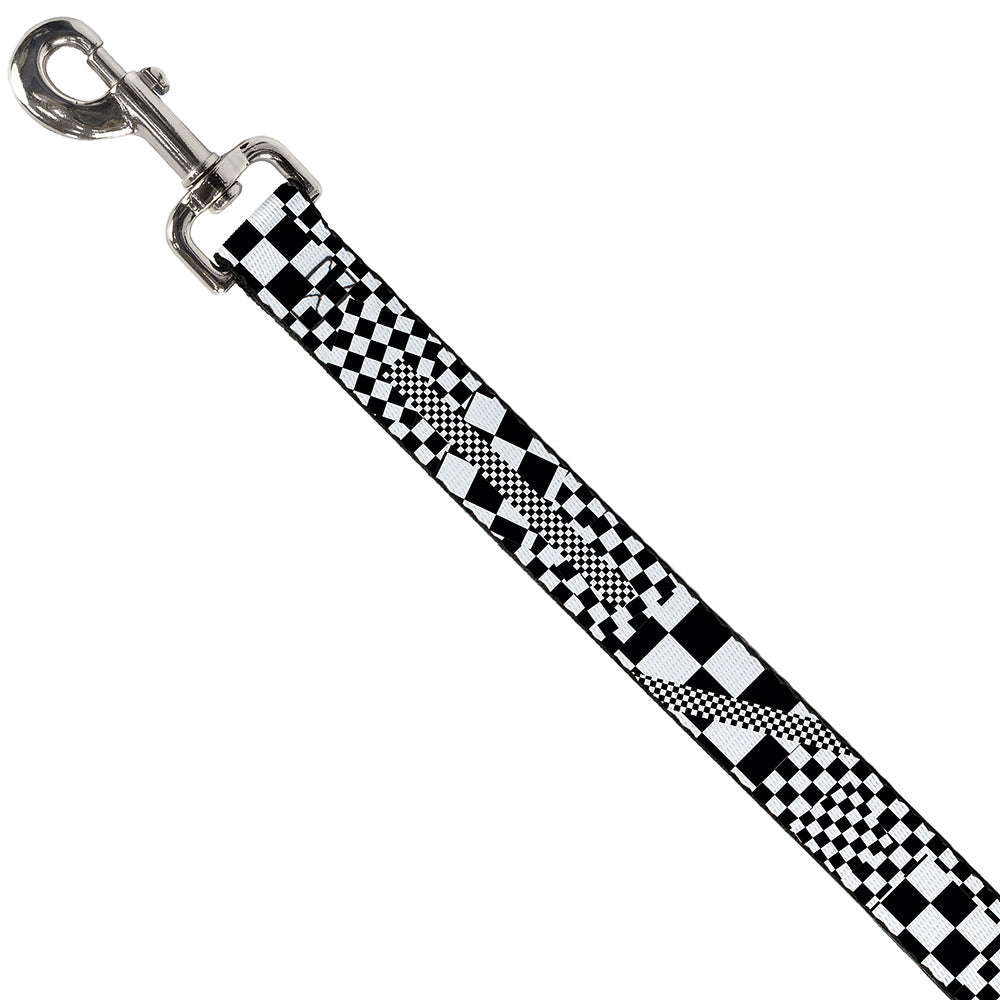 Dog Leash - Funky Checkers Black/White