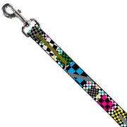 Dog Leash - Funky Checkers Black/White/Neon
