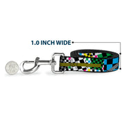 Dog Leash - Funky Checkers Black/White/Neon