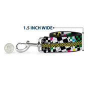 Dog Leash - Funky Checkers Black/White/Neon