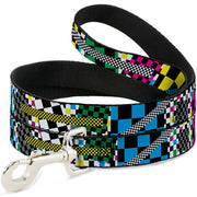 Dog Leash - Funky Checkers Black/White/Neon