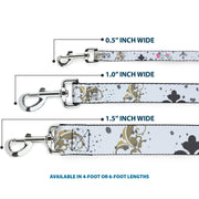 Dog Leash - Flower Splatter White/Gray