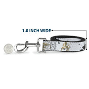 Dog Leash - Flower Splatter White/Gray