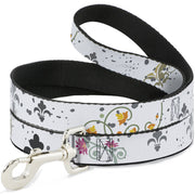 Dog Leash - Flower Splatter White/Gray