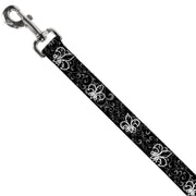 Dog Leash - Fleur-de-Lis Outline w/Filigree Black/Gray