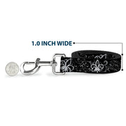 Dog Leash - Fleur-de-Lis Outline w/Filigree Black/Gray