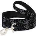 Load image into Gallery viewer, Dog Leash - Fleur-de-Lis Outline w/Filigree Black/Gray
