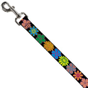 Dog Leash - Flowers Black/Multi Color