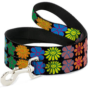 Dog Leash - Flowers Black/Multi Color