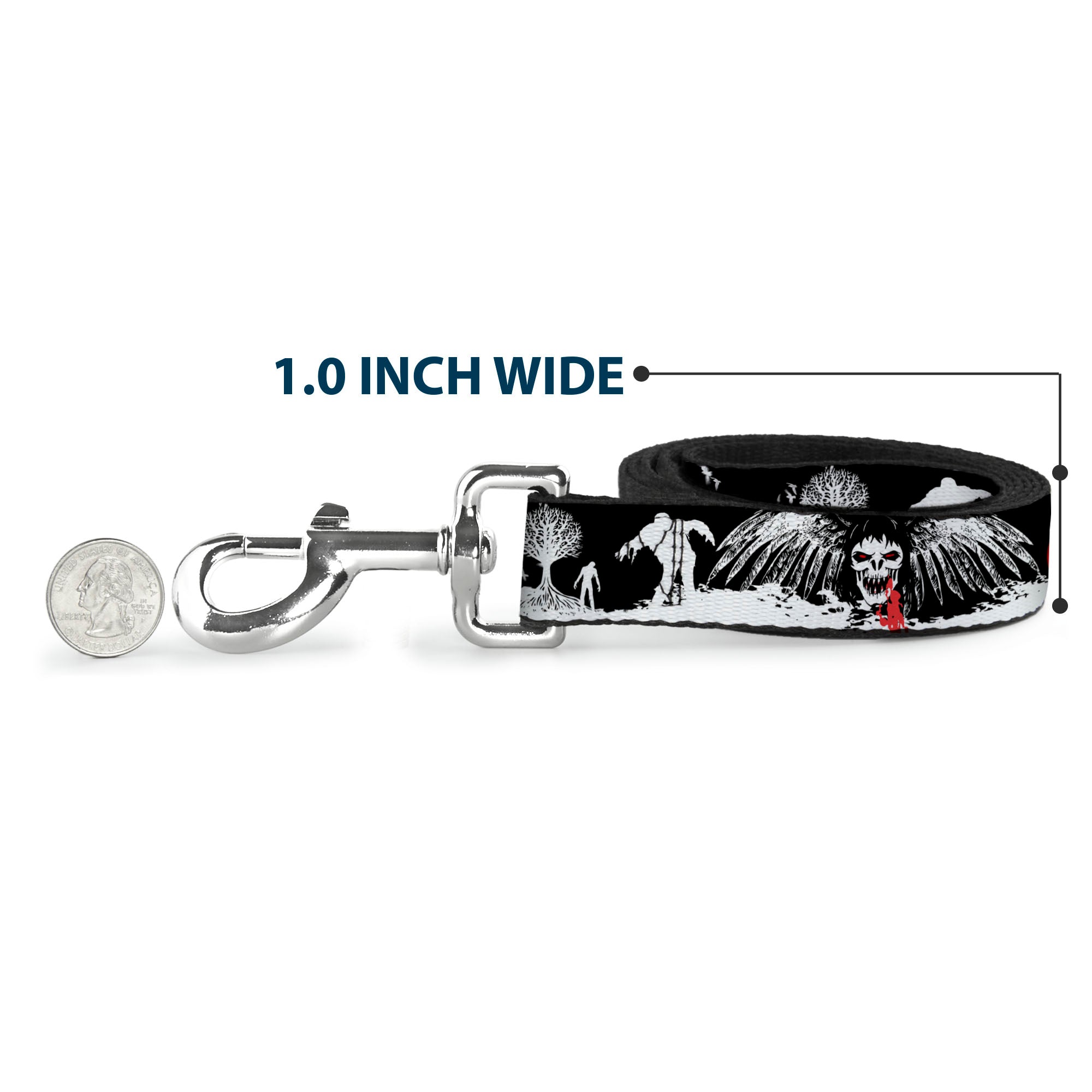 Dog Leash - Fright Night Black/White/Red