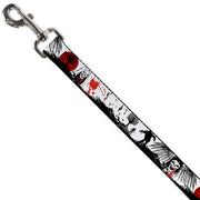 Dog Leash - Fright Night White/Black/Red