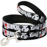 Dog Leash - Fright Night White/Black/Red