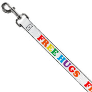 Dog Leash - FREE HUGS White/Multi Color