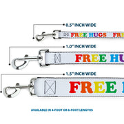 Dog Leash - FREE HUGS White/Multi Color