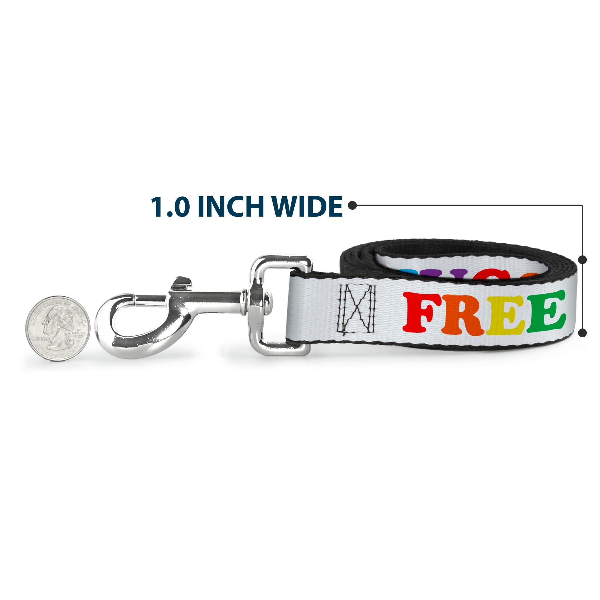 Dog Leash - FREE HUGS White/Multi Color